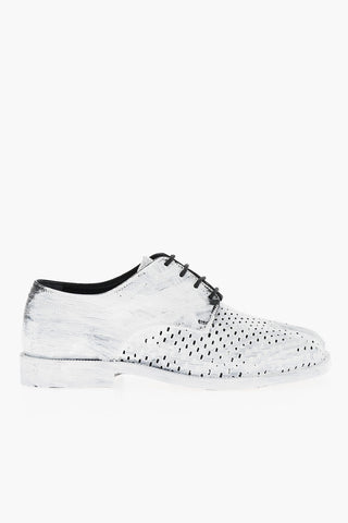 MM22 Bianchetto Effect Perforated Leather TABI Derby Shoes