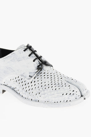 MM22 Bianchetto Effect Perforated Leather TABI Derby Shoes