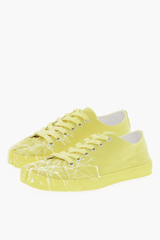 MM22 Cotton TABI Low-Top Sneakers with Painting Detail