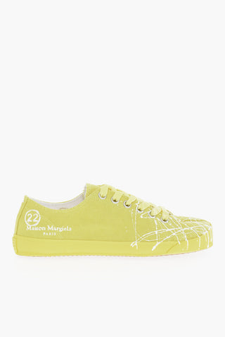 MM22 Cotton TABI Low-Top Sneakers with Painting Detail