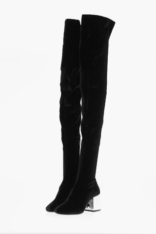 MM6 Velvet Boots with Mirrored Heel 7,5cm