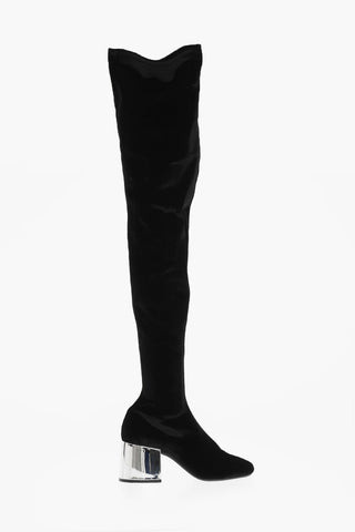 MM6 Velvet Boots with Mirrored Heel 7,5cm