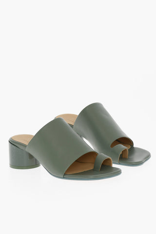 MM6 Mules Infradito in Pelle Tacco 5cm