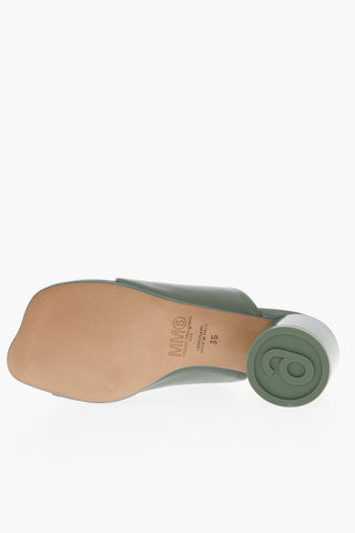 MM6 Mules Infradito in Pelle Tacco 5cm