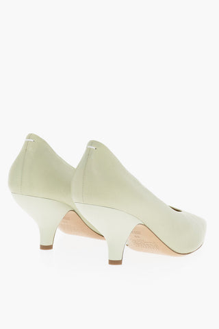 MM22 Solid Color Leather Pumps with Spool Heel 8cm