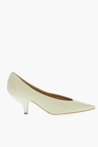 MM22 Solid Color Leather Pumps with Spool Heel 8cm
