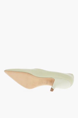 MM22 Solid Color Leather Pumps with Spool Heel 8cm