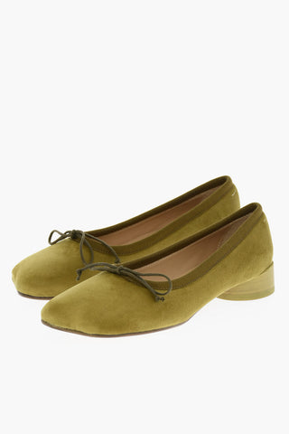 MM6 Velvet Ballet Flats with Rib Detail