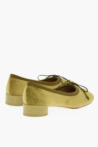 MM6 Velvet Ballet Flats with Rib Detail