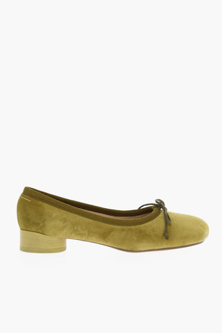 MM6 Velvet Ballet Flats with Rib Detail