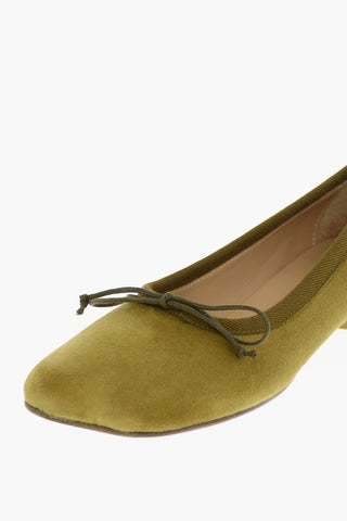 MM6 Velvet Ballet Flats with Rib Detail
