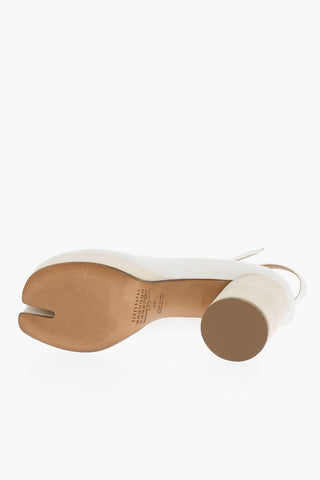 MM22 Lace-Up Textured Leather TABI Pumps 10cm