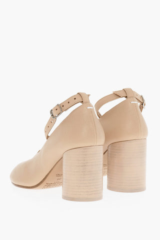 MM22 Leather TABI Ankle-Strap Pumps Heel 7.5cm