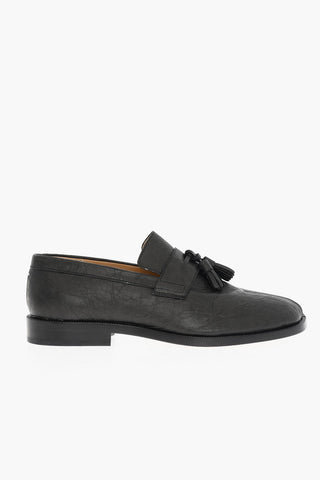 MM22 Crinkled Effect Solid Color TABI Kiltie Loafers