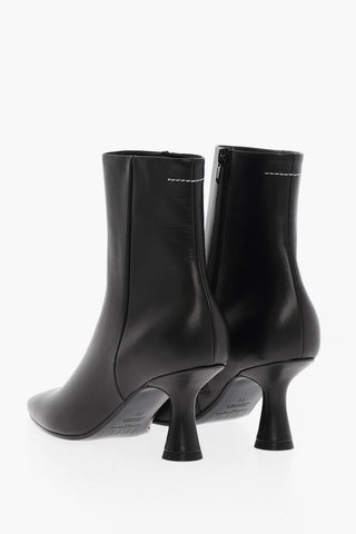 MM6 Zipped Leather Booties 8cm
