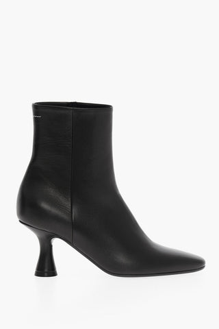 MM6 Zipped Leather Booties 8cm