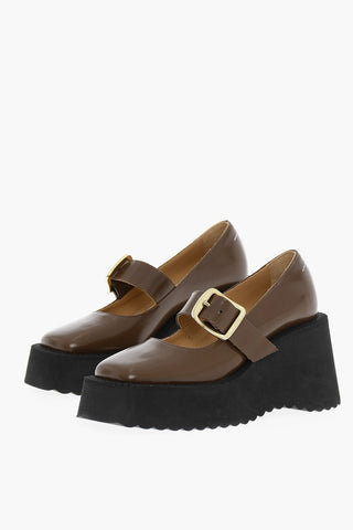 MM22 Leather Mary Jane Pumps with Wege 8cm