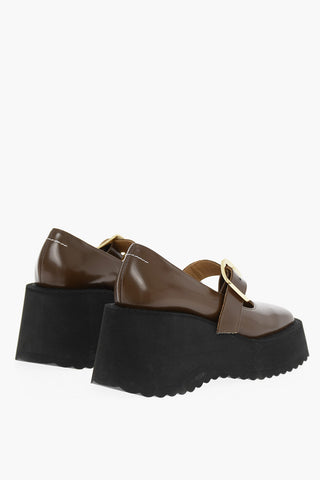MM22 Leather Mary Jane Pumps with Wege 8cm