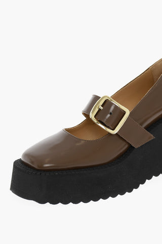 MM22 Leather Mary Jane Pumps with Wege 8cm