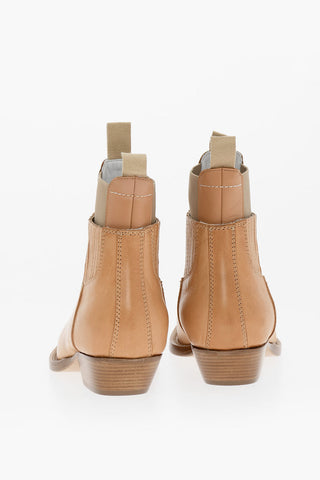 MM6 Leather Western Ankle-Boots