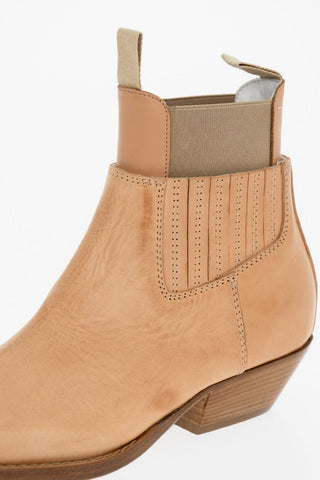 MM6 Leather Western Ankle-Boots