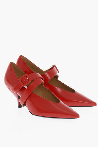 MM22 Point Toe Leather Mary Jane Pumps 6,5cm