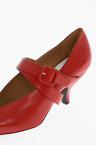 MM22 Point Toe Leather Mary Jane Pumps 6,5cm