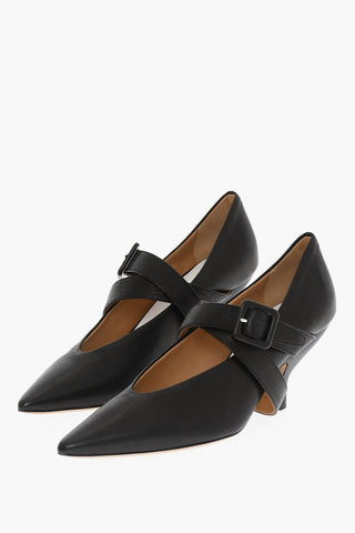 MM22 Leather Mary Jane Pumps with Spool Heel 7cm