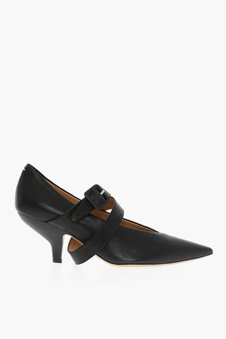 MM22 Leather Mary Jane Pumps with Spool Heel 7cm