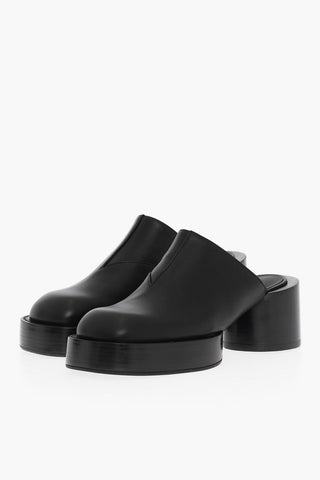 MM6 Sabot in Pelle a Punta Squadrata Tacco 6.5cm