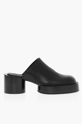 MM6 Sabot in Pelle a Punta Squadrata Tacco 6.5cm