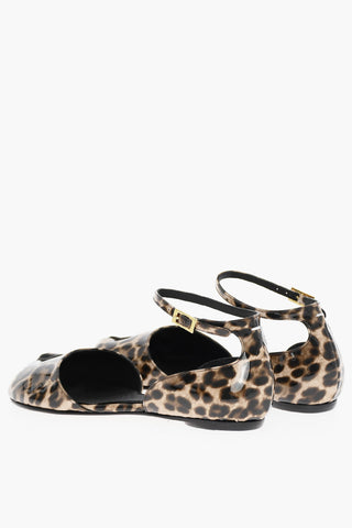 MM22 Animal Patterned Patent Leather TABI Ankle-Strap Sandals