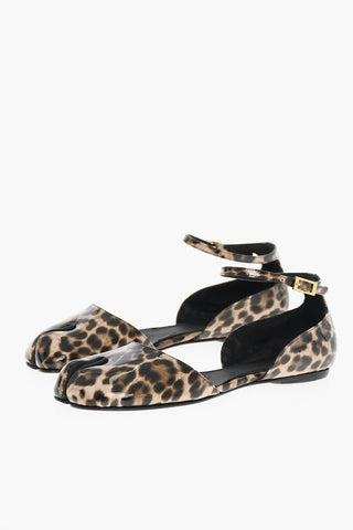 MM22 Animal Patterned Patent Leather TABI Ankle-Strap Sandals