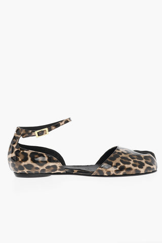 MM22 Animal Patterned Patent Leather TABI Ankle-Strap Sandals