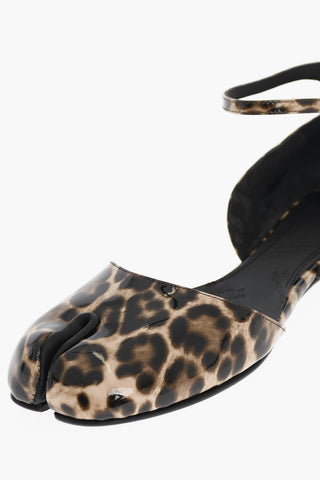 MM22 Animal Patterned Patent Leather TABI Ankle-Strap Sandals