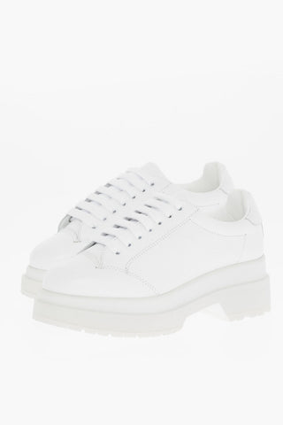 MM6 Solid Color Leather Sneakers with Heel 6cm