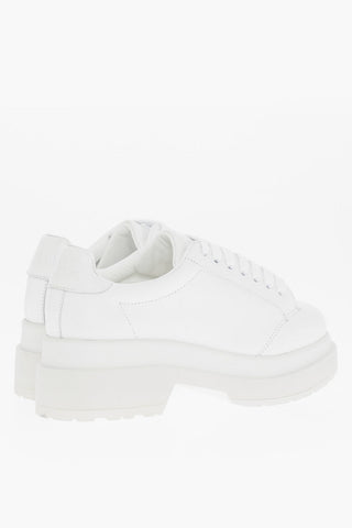 MM6 Solid Color Leather Sneakers with Heel 6cm