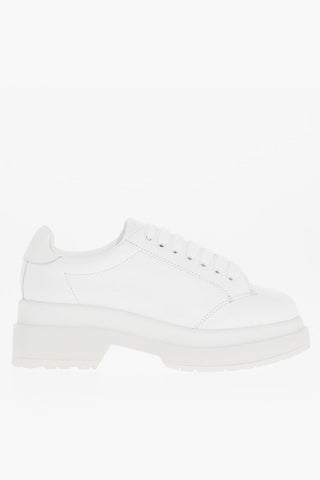 MM6 Solid Color Leather Sneakers with Heel 6cm
