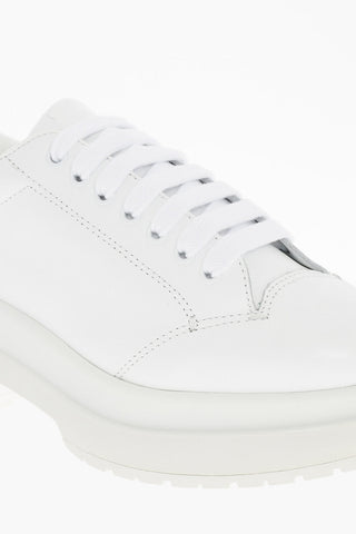 MM6 Solid Color Leather Sneakers with Heel 6cm