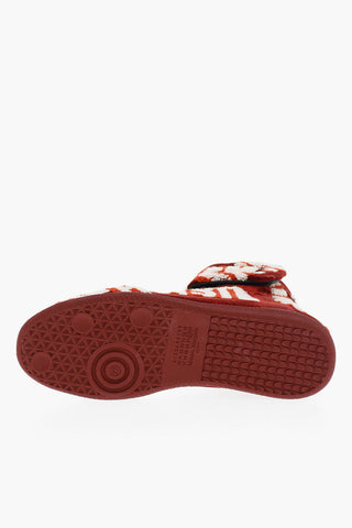 MM22 Embroidered Velvet High Top Sneakers with Touch Strap Closure