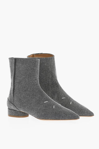 MM22 Point Toe Twill Booties