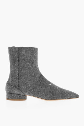 MM22 Point Toe Twill Booties