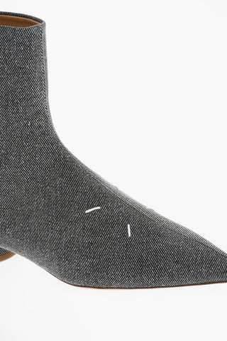 MM22 Point Toe Twill Booties