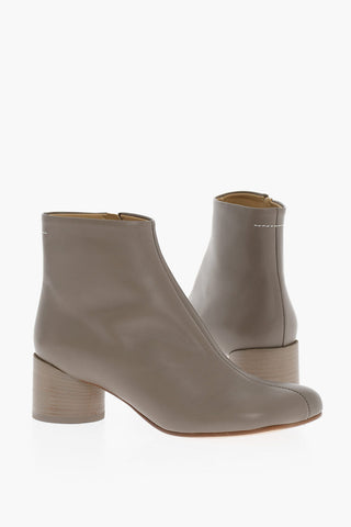 MM6 Square-Toe Leather Booties 5,5cm