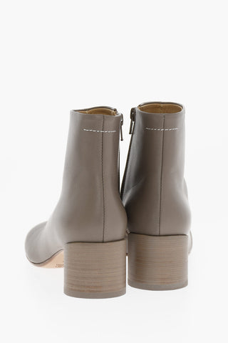 MM6 Square-Toe Leather Booties 5,5cm