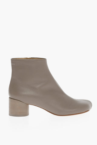 MM6 Square-Toe Leather Booties 5,5cm