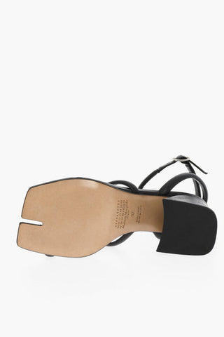 MM22 Leather TABI Ankle-Strap Thong Sandals Heel 9cm