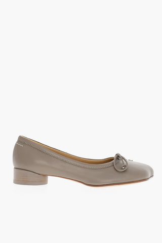 MM6 Leather Ballet Flats with Bow