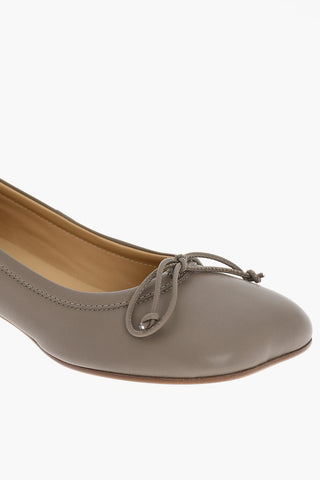 MM6 Leather Ballet Flats with Bow