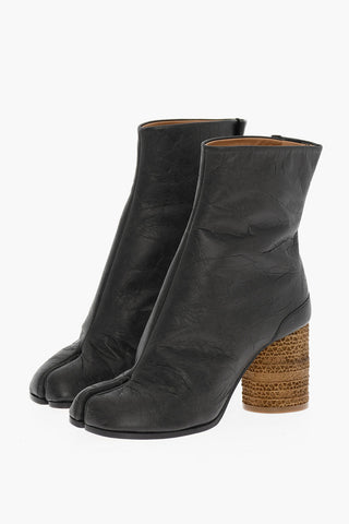 MM22 Crepe-Effect faux Leather TABI Booties